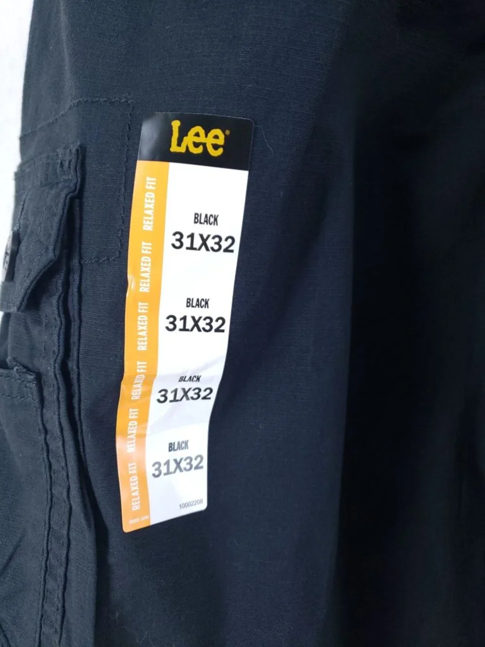 Lee Mens Relaxed Fit Cargo Pants 31x32 Black Ripstop High Rise Straight Leg